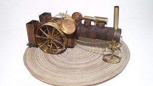 Handcrafted Oak and Brass Steam Tractor Model - Etsy