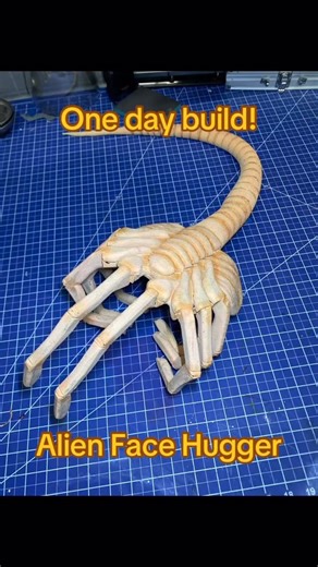 Ted Smith on Instagram: "One day build. Making a light weight face hugger prop to be added to a @nerf rocket launcher. I designed it to pop out of monster egg. I’m rushing to get this done in time for @anime_los_angeles it will be on display along with my other foam props! @cosplaypros @dapproducts @surebonder @frogtape @rustoleum @tamiyausa @spraygunner @createxcolors @creaturecastrubber @modpodgecrafts"