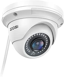 ZOSI 5MP Add-on PoE IP Camera Outdoor Indoor Home H.265+ Video Surveillance Dome Camera with Night Vision,Motion Detection,Only Work with ZOSI POE NVR System(Model: ZR16SK,ZR08UN,ZR08DN,ZR08SN)