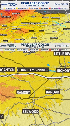 16K views · 168 reactions | With the early cool weather, we might see an early start to leaf color this Autumn, especially in the higher elevations. Here's a look at the average peak fall color dates. Remember, elevation is key. #wncwx #ncwx #scwx #Autumn #fall #visitnc #cltwx #wcnc | Brad Panovich Meteorologist | Facebook