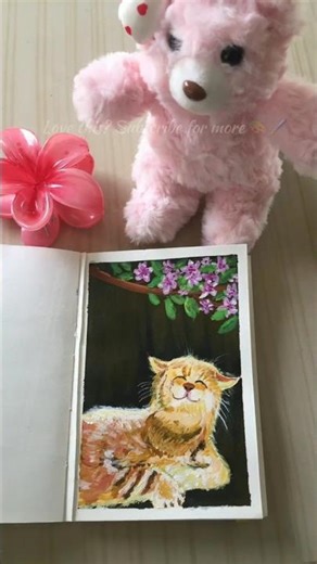 Paint a cute cat with me🐈🎨🌸 #painting #art #catpainting#cutecat #trending #pinteresty #aestheic #fyp