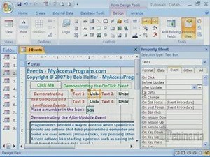 Microsoft Access Events to trigger programming Code