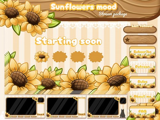 No AI Cute Sunflower Twitch Overlay Pack. Dandelion Stream Package, Yellow Flower Stream Overlay, Alerts Bio Panels... Sunflower Overlay - Etsy