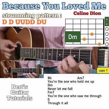 Because You Loved Me - Celine Dion guitar chords w/ lyrics & strumming tutorial