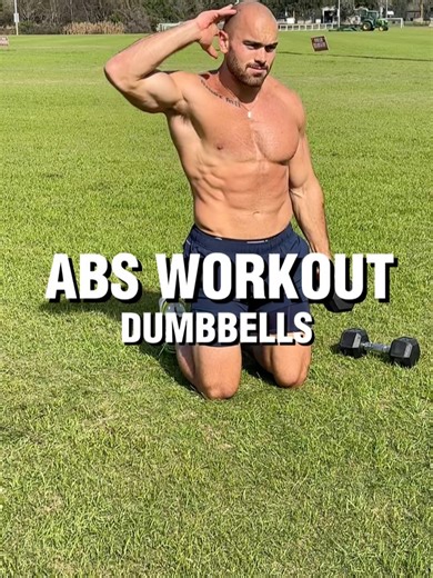 Jackson Carey | Online Fitness Coach on Instagram: "Abs Workout - Dumbbell 🔥🥵 - Here’s a 20 minute dumbbell abs workout that you can do at home or anywhere you like! Just 7 moves, with dumbbells 💥 - Workouts: 15 Side Bends (each side) 20 Up & Over 30 Scissor Hold 20 Sit-Up Toe Tap 20 Russian Twist 20 Alternating Knee In 15 Sit-Up - 6-Week Dumbbell Plan in bio 🔗 YouTube Channel “FitCircuits” in bio 🔗"