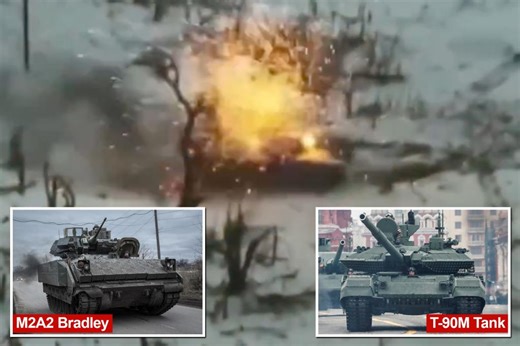 Watch as American-made Bradley vehicle obliterates ‘most advanced’ Russian tank touted by Putin in Ukraine