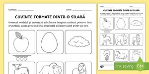 Cuvinte formate dintr-o silabă – Fișă de lucru