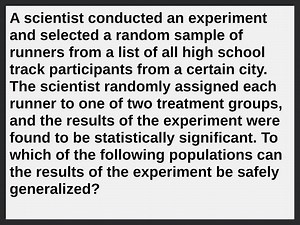 A scientist conducted an experiment and selected a random sampl... | Filo
