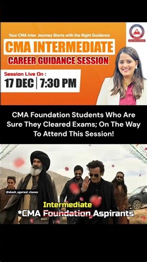CMA Foundation Aspirants Who Are Sure They Have Cleared Exams On The Way To Attend This Session 🔥