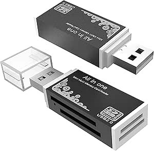Micro SD Card Reader, 4-in-1 SD Card Reader to USB Adapter, Memory Card Reader for MS Duo/Pro, M2 Card, SDXC, SDHC, MMC, RS-MMC, Micro SDXC, Micro SDHC and TF Card (2Pack Black)