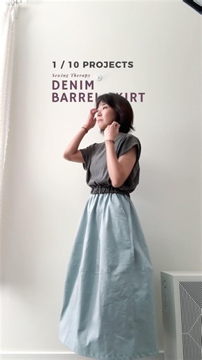 ✨1 / 10 Projects: Denim Barrel Skirt✨