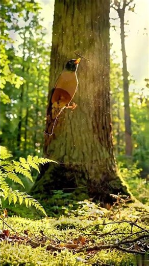 American Robin Chirping in Forest – Serene Forest Sounds