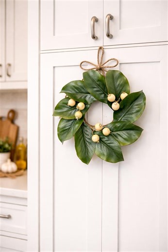 Mini Magnolia Wreath for Kitchen Cabinets- Fall Magnolia Wreaths - Kitchen Cabinet Wreaths - Classic Small Wreath - Fall Decorating Ideas - Etsy