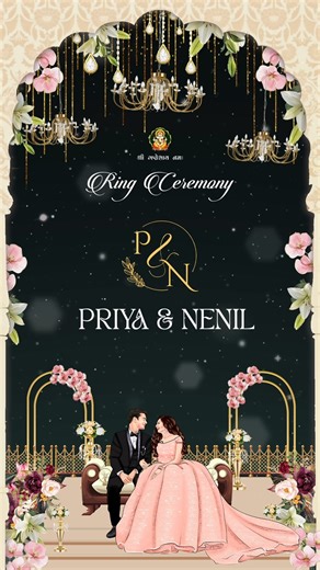 Victory Digital Invitation on Instagram: "💫 A new journey begins with emotions, dreams & pure love in the air… Revealing elegant engagement invites crafted to make your special day unforgettable 💚💍 Chandla vidhi Engagement invitation card in gujarati language with couple Doodle, flowers as Gate Theme theme design 5165 The Gate Theme Chandla vidhi Engagement ceremony digital invitation card in Black background color. This e-invite is available in gujarati language. It includes elements such as