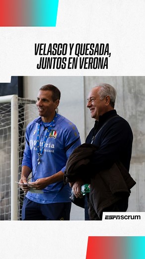🏐🤝🏉 Julio Velasco, entrenador del seleccionado femenino de vóley de Italia, y Gonzalo Quesada compartieron una jornada junto al plantel de Los Azules donde intercambiaron información y principios dentro del deporte. 👉 Mirá qué dijeron los entrenadores argentinos sobre el encuentro. 📷 @Italrugby ➕ Mirá el mejor rugby en Disney Plan Premium. | Scrum ESPN