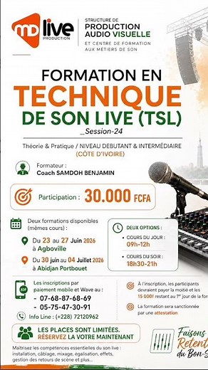 🇨🇮 FORMATION EN TECHNIQUE DE SON LIVE – CÔTE D’IVOIRE 🇨🇮 #FormationProfessionnelle#Sonorisation