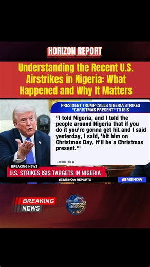 Understanding the Recent U.S. Airstrikes in Nigeria: What Happened and Why It Matters 🔍🇺🇸🌍 On December 25, 2025, U.S. forces conducted precision airstrikes in northwest Nigeria's Sokoto State, targeting camps linked to Islamic State militants (known locally as Lakurawa). The operation was coordinated with Nigerian authorities and aimed at disrupting groups involved in regional violence. Nigeria faces complex security challenges, including banditry, kidnappings, and extremist activity that af