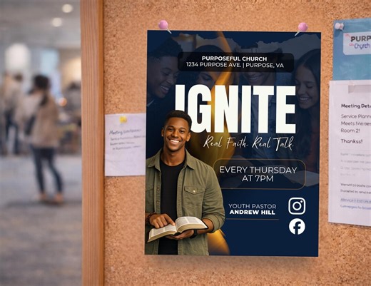 Fire Teen Bible Study Flyer Canva Template, Youth Ministry Night Flyer, Ignite Youth Group Church Event 8.5x11 Editable - Etsy UK