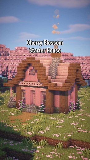 Building a Cherry Blossom Starter House. #minecraft #minecraftbuilding #minecrafttutorial #fyp #viral