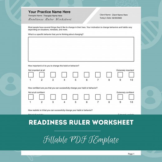 Readiness Ruler Worksheet | Editable / Fillable PDF Template | for Counselors, Psychologists, Social Workers, Therapists - Etsy
