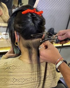 The art of creating glossy jet black long wave hair transformation