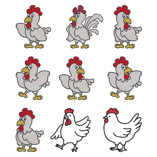 Chicken Embroidery Design, Chicken Animal Machine Embroidery File, 9 Design, 5 Size, Instant Download - Etsy
