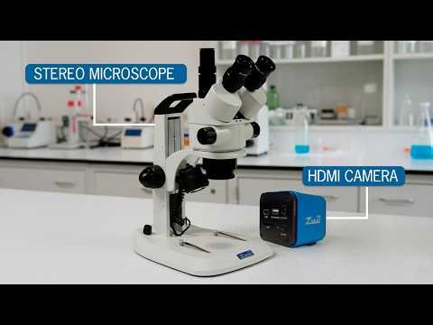 TRINOCULAR STEREO MICROSCOPE WITH ZOOM AND HDMI CAMERA FOR MICROSCOPE