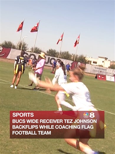 BUC BACKFLIP🏈: Tampa Bay Buccaneers wide receiver Tez Johnson helped coach the Newsome High School flag football team for the eighth annual Girls Flag Football Preseason Classic. Read more in the link attached to this video. #news #florida #buccanneers #tampabaybuccaneers #footballtok