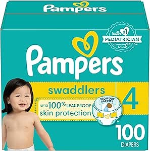 Pampers Swaddlers Diapers - Size 4, 100 Count, Ultra Soft Disposable Baby Diapers