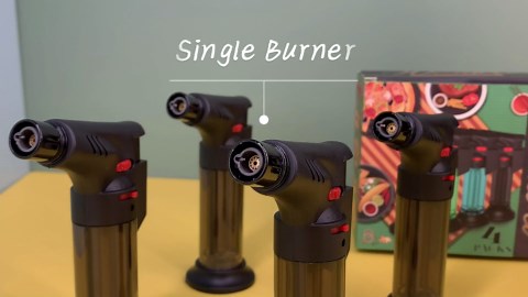 4 Pack of Torch Lighter, Powerful Windproof Jet Flame, Butane Gas Refill, with Safety Lock, Mini Blow Torch Lighters for Candle, Firework (NO Gas)