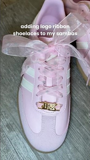 customizing my pink sambas 💕 #adidas #ribbon #charms