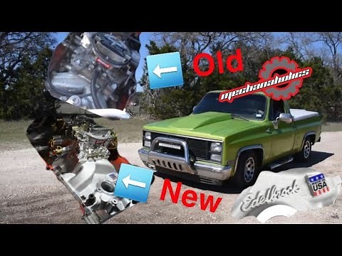 GMC 350 Edelbrock Intake & Carb install!