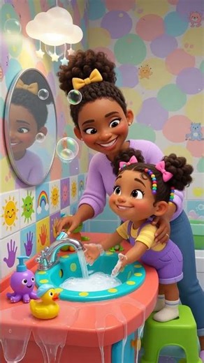 Happy Hand Washing Time with Mommy