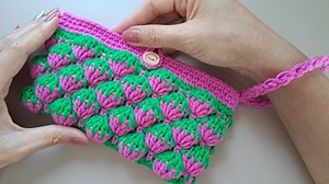 How to crochet phone bag with strawberry stitch #diy #crochetbag | Crochet & Crafts Therapy