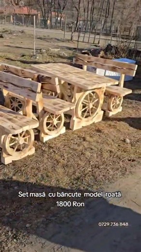 166K views · 6.3K reactions | Set masa cu bancute model roata car  | Case din Lemn | Facebook