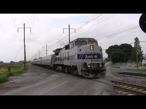 Amtrak Dash-8 Leads Pennsylvanian on the Pittsburgh Line and Amtrak Keystone Corridor