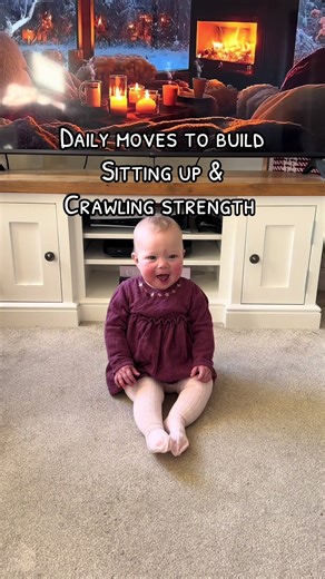 These simple, play-based movements support the muscles babies use for sitting, moving, and eventually crawling. Always follow your baby’s cues and stop if they seem tired or unhappy 🤍 Inclined tummy time Placing baby on a gentle incline (like your legs or a cushion) encourages them to push through their arms, helping build shoulder, neck, and core strength needed for floor mobility. Assisted sit-ups Slowly guiding baby from lying to sitting (with support at the hands or trunk) helps activate th