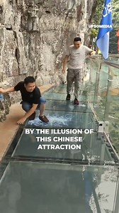 174K views · 493 reactions | They realized crossing this glass bridge was the worst idea when it started shattering under their feet | Positive | Facebook