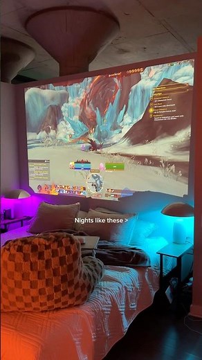 Projector / bed gaming setup ✨️ #gamenight #worldofwarcraft #laptopsetup