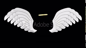 4K Animation of Flying Angel White Wings with Golden Nimbus on different backgrounds. Loop. Stock Video