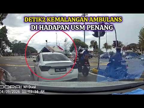 AMBULANS BAWA PESAKIT BERT3MBVNG DENGAN KERETA DI HADAPAN USM PENANG