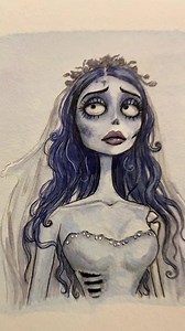 emily 🦋 #corpsebride #art #timburton #drawing #painting #watercolor #fanart #spooky
