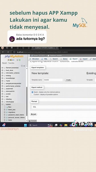 Codearsyn (@codearsyn) - Membalas @D E O K A #mysql #database #xampp