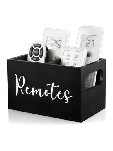 Dual Slot Remote Control Storage Box, Multi-Compartment Organizer Box, Suitable For Storing Remote Controls, Cosmetics And Stationery, TV Remote Control Storage Box, Wooden Remote Control Storage Box, Can Be Placed On Bedside Tables, Living Rooms, Offices, Suitable For Men And Women, Home Decor Bathroom Supplies | SHEIN