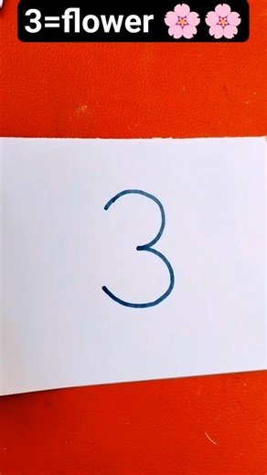 how to draw a flower 🌺🌺🌺 with number 3 #3=🌺 #flowerdrawing #shorts