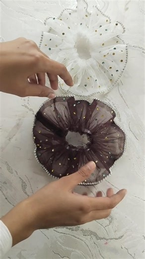 Luxury Organza Scrunchies ✨ | Jurkin Chain & Jurkan Stone | Trending Hair Accessory | Vleza