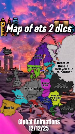Map of ets 2 dlc’s #eurotrucksimulator2 #europe #capcut #mapping