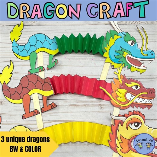 Dragon Puppet Craft: Chinese New Year Activity (printable) - Etsy