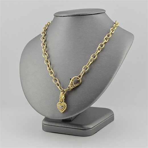 Vintage Judith Ripka Heart Charm Necklace: 925 Sterling Silver Gold Vermeil - Estate Jewelry - Etsy