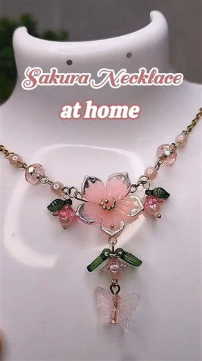 Stop Buying! Make This Luxury Sakura Necklace at Home 😍🌸🦋#HandmadeJewelry#BeadedNecklace